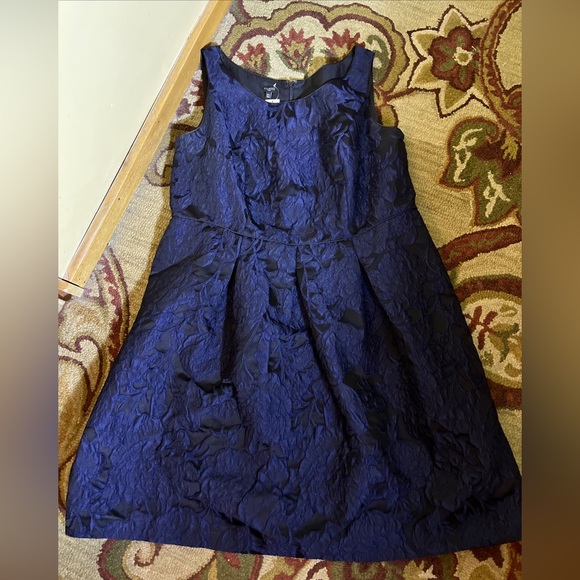 TALBOTS sz 16W Tank Dress Fit-N-Flair Black Blue Damask Texture Floral Twirl NEW - Picture 13 of 16